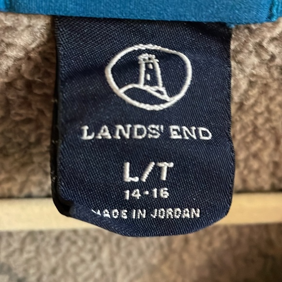 Women’s LANDS’END L/T 14-16 tan jacket w/ hoodie-like new - Picture 2 of 4